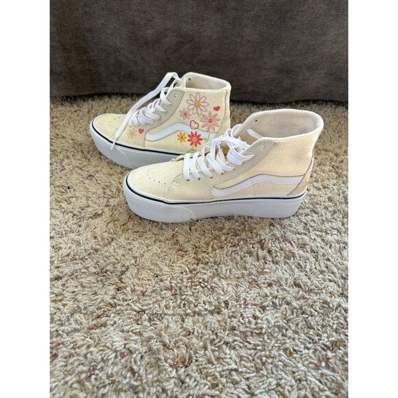 Vans Womens Yellow Sk8 tapered stackform Shoes 7 High top floral sneaker lace up - Picture 2 of 7